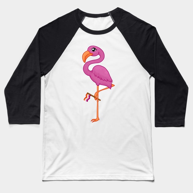 Lesbian Flamingo Baseball T-Shirt by maya-reinstein